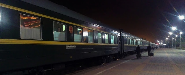 Train Travel - Trans-Mongolian trains on China-Mongolia border