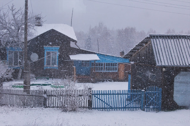 Long Journey Home - snapshots so far. Russian houses in the snow.