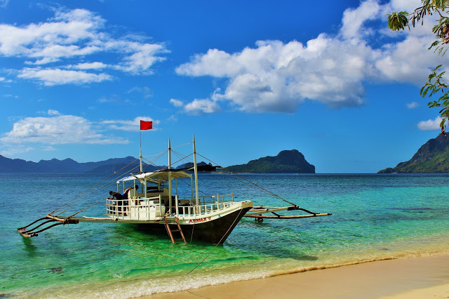 A boat moored up in the Philippines