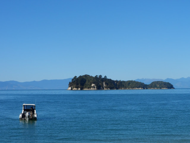 Boat and island, Abel Tasman