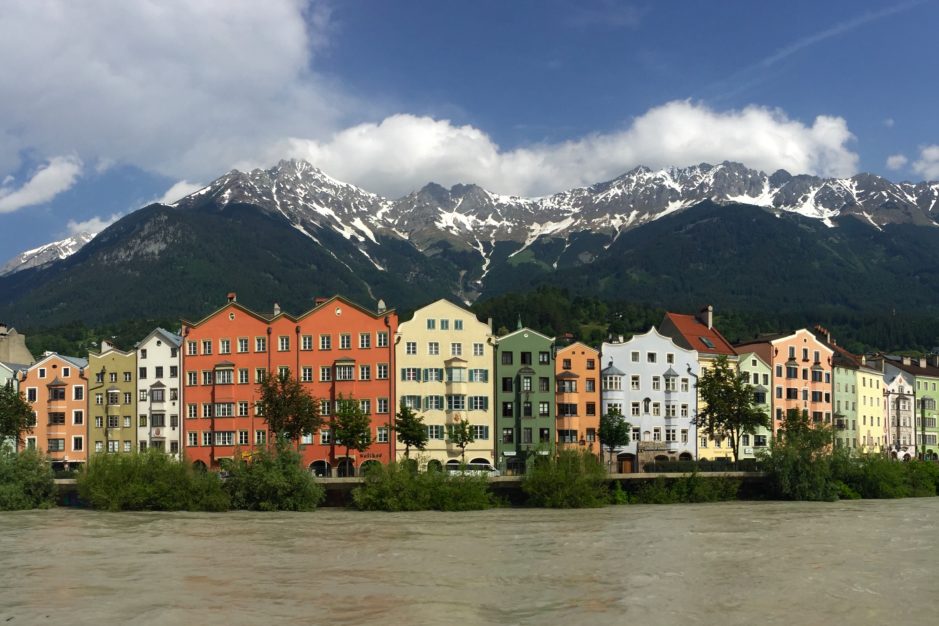 Innsbruck - river, Old Town and mountains