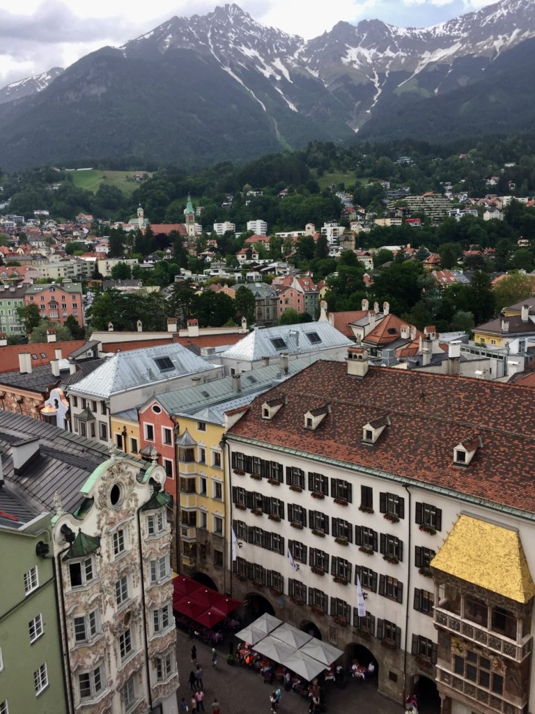 View across Innsbruck towards the mountains