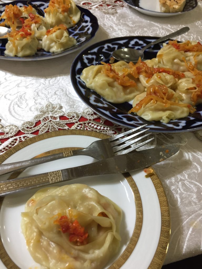 Manti - steamed dumplings from Uzbekistan.