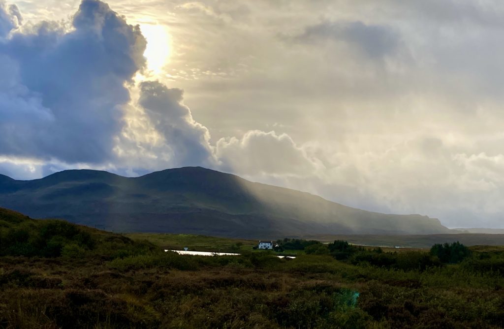 Rain clouds and sun rays on Skye.