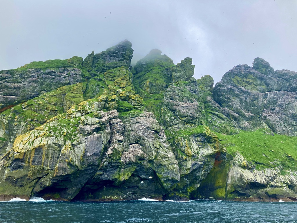 Boreray, one of St Kilda's islands, rising from the ocean.