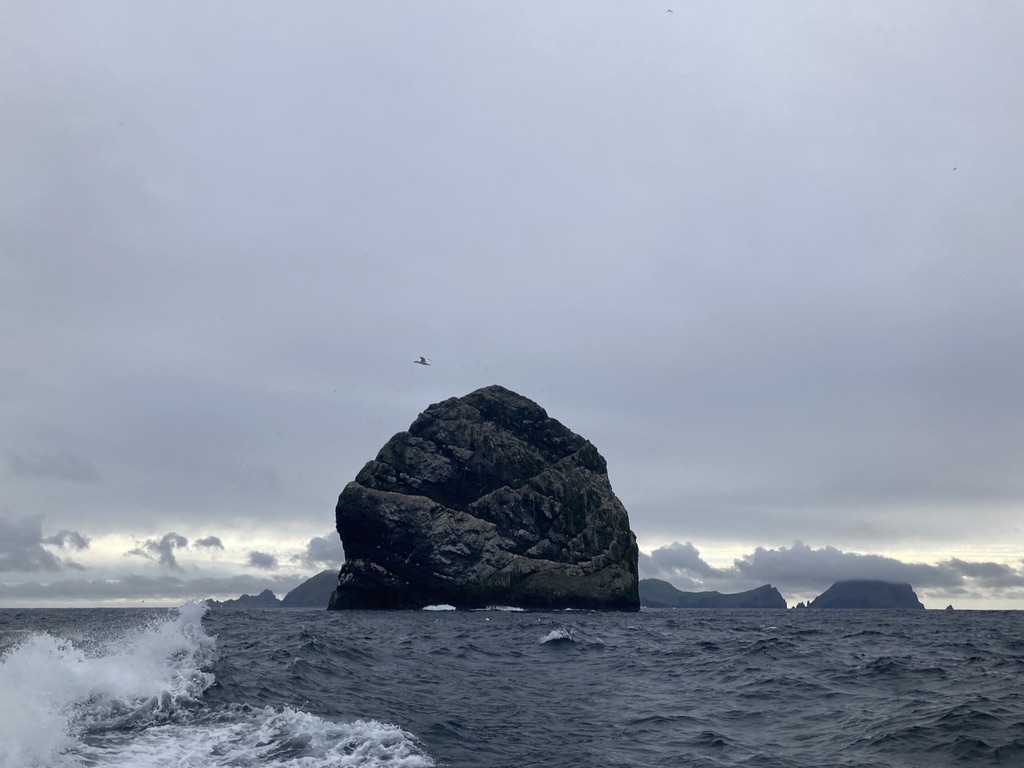 A sea stack rising from the ocean around St Kilda.