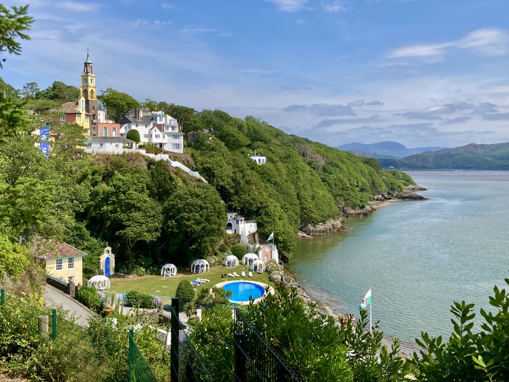 Looking at Portmeirion from a viewpoint over the estuary.